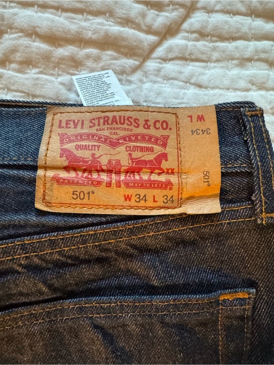 Levi's Other - Levi's button fly - shrink to fit jeans. Size 34x34 Dark blue rigid indigo color